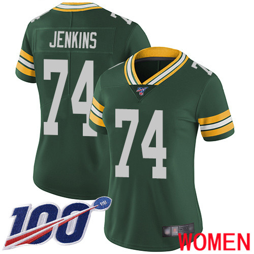 Green Bay Packers Limited Green Women 74 Jenkins Elgton Home Jersey Nike NFL 100th Season Vapor Untouchable